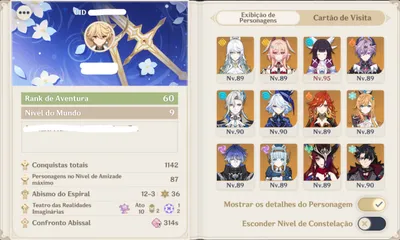 CONTA GENSHIN - AR60 - AMERICA - LATE GAME - FULL META