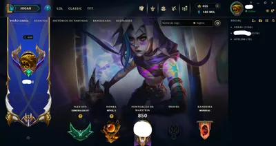 Conta LOL+TFT+991 SKINS+JINX ARCANE+VITORIOSAS ANTIGAS